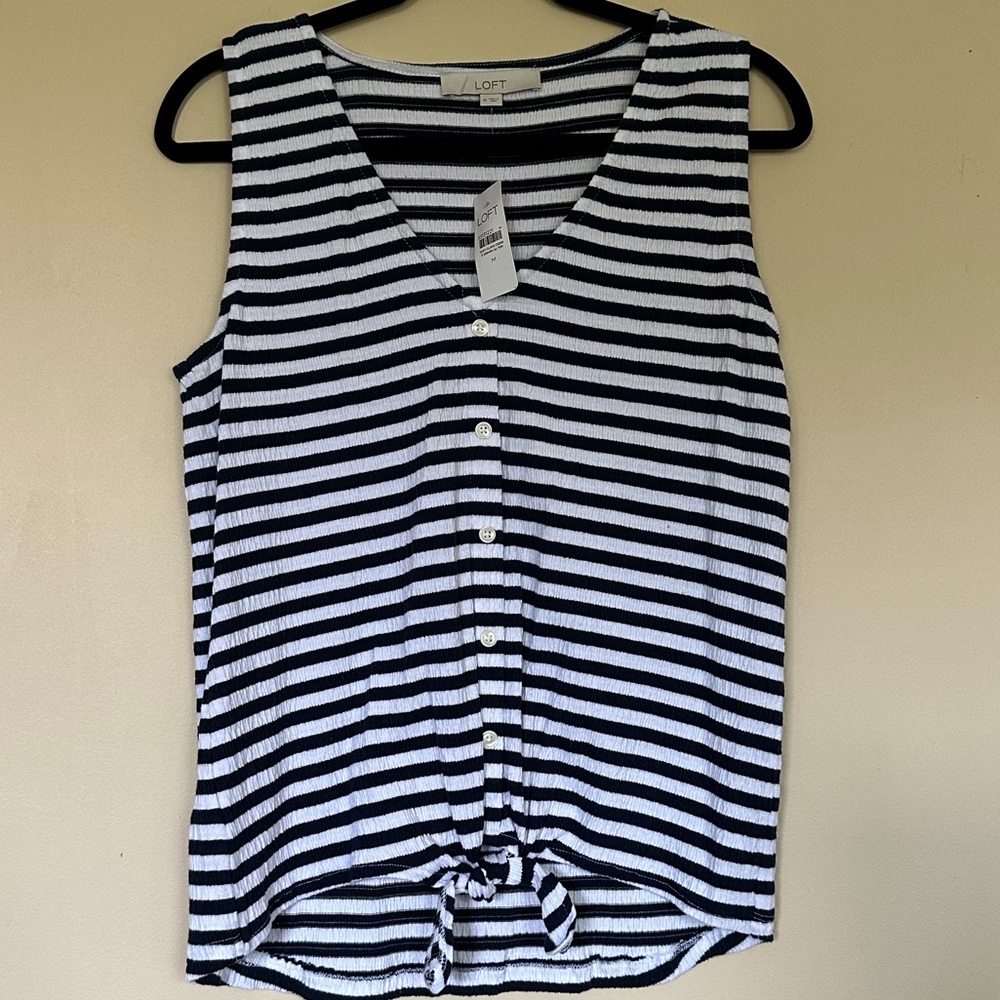 NWT LOFT Blue and White Striped Tank Top